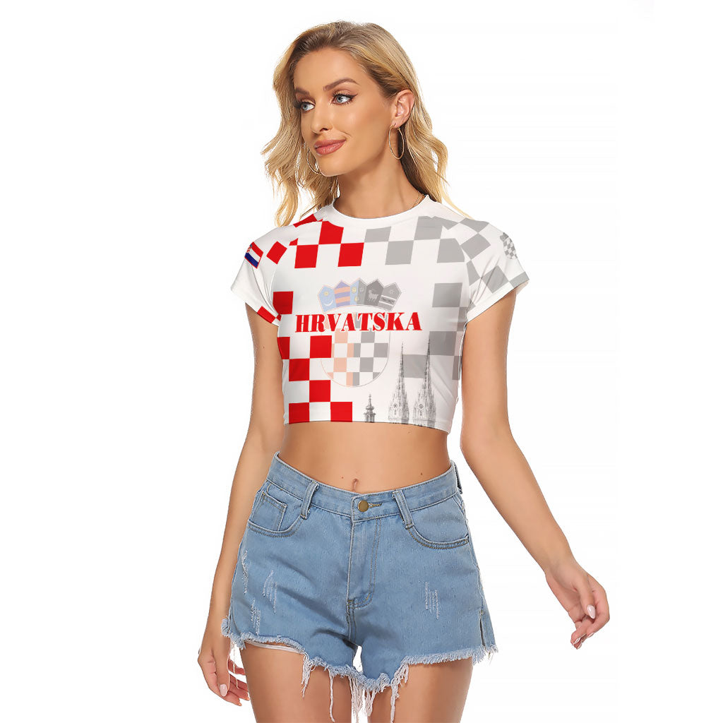 Personalized Croatia Hrvatska Raglan Cropped T Shirt National Day 2026 White Version