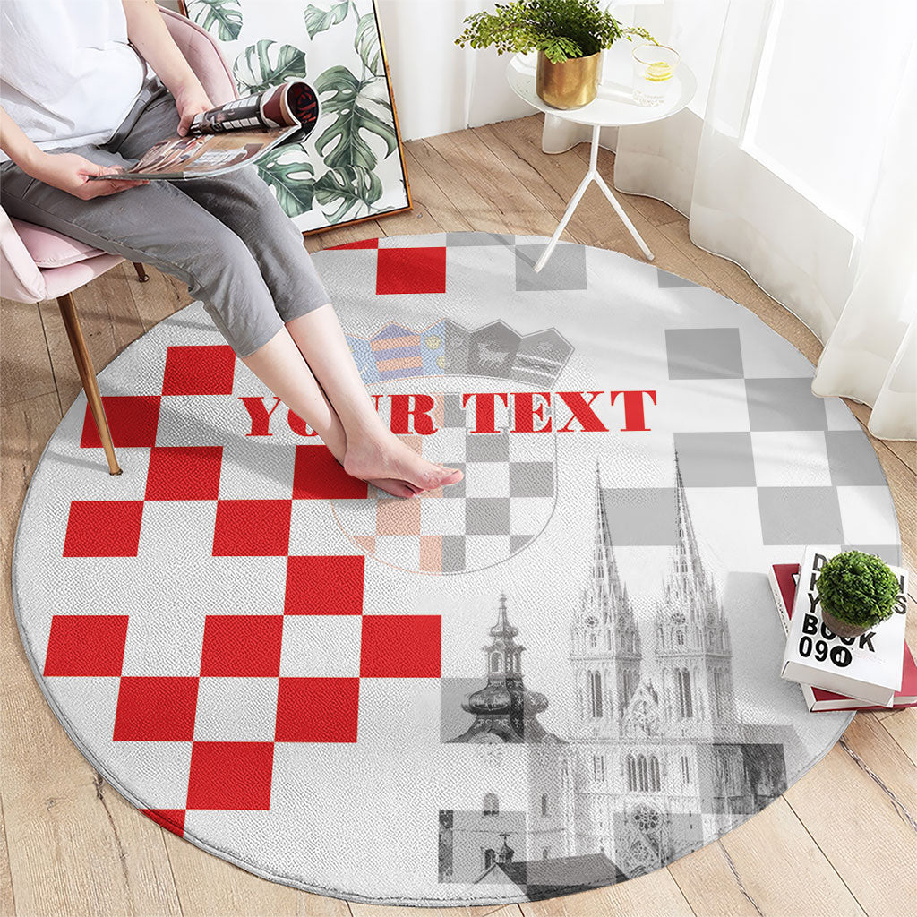 Personalized Croatia Hrvatska Round Carpet National Day 2026 White Version