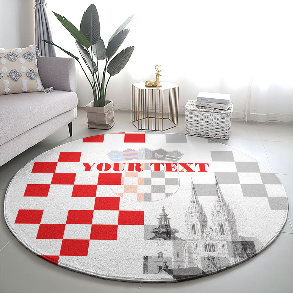Personalized Croatia Hrvatska Round Carpet National Day 2026 White Version