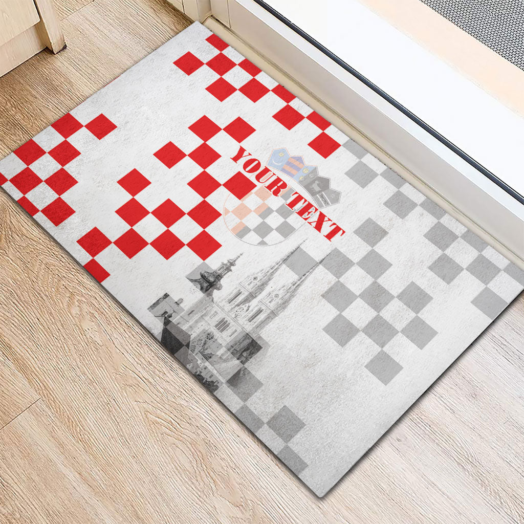 Personalized Croatia Hrvatska Rubber Doormat National Day 2026 White Version