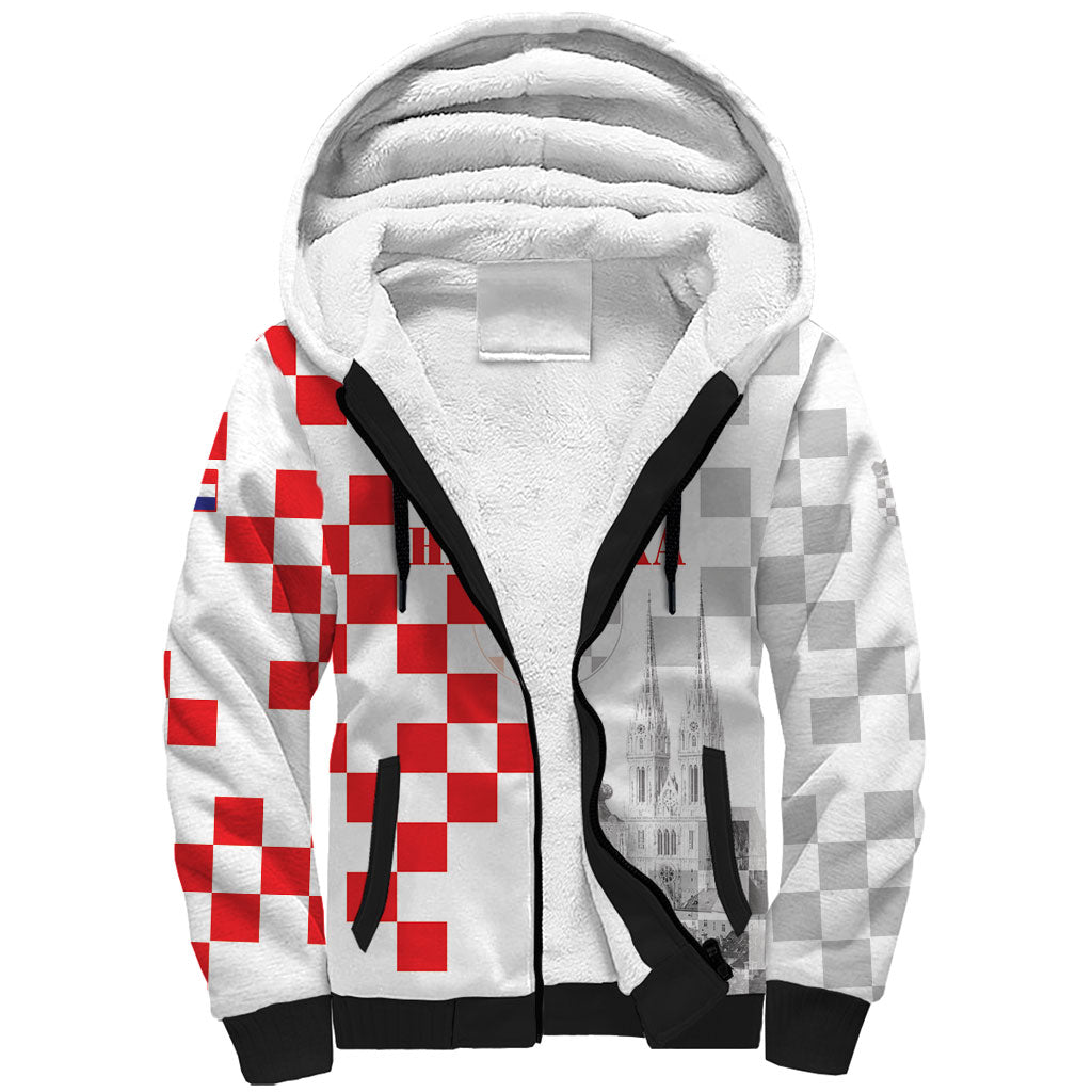 Personalized Croatia Hrvatska Sherpa Hoodie National Day 2026 White Version