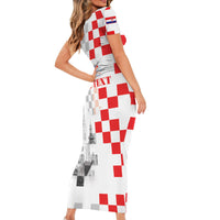 Personalized Croatia Hrvatska Short Sleeve Bodycon Dress National Day 2026 White Version