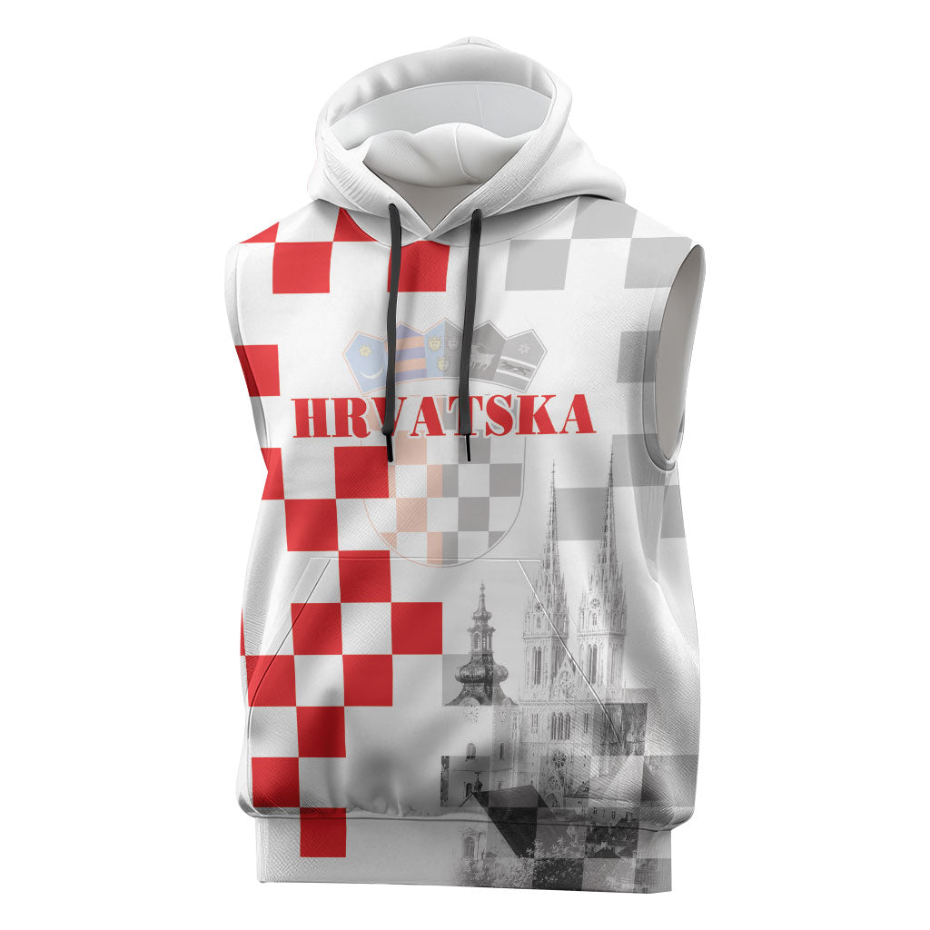 Personalized Croatia Hrvatska Sleeveless Hoodie National Day 2026 White Version