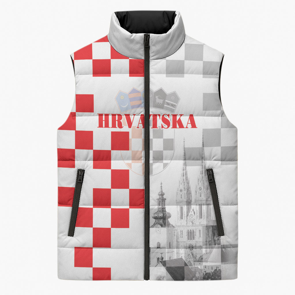 Personalized Croatia Hrvatska Sleeveless Puffer Jacket National Day 2026 White Version