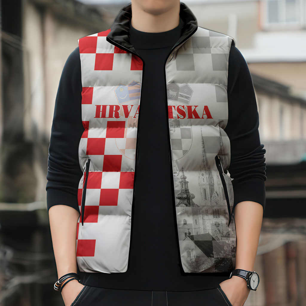 Personalized Croatia Hrvatska Sleeveless Puffer Jacket National Day 2026 White Version