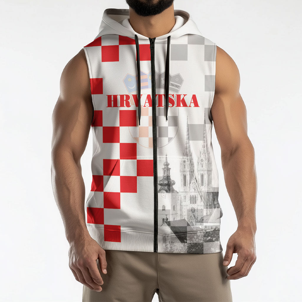 Personalized Croatia Hrvatska Sleeveless Zip Hoodie National Day 2026 White Version