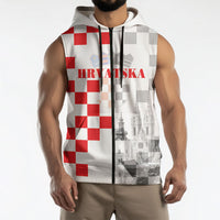 Personalized Croatia Hrvatska Sleeveless Zip Hoodie National Day 2026 White Version