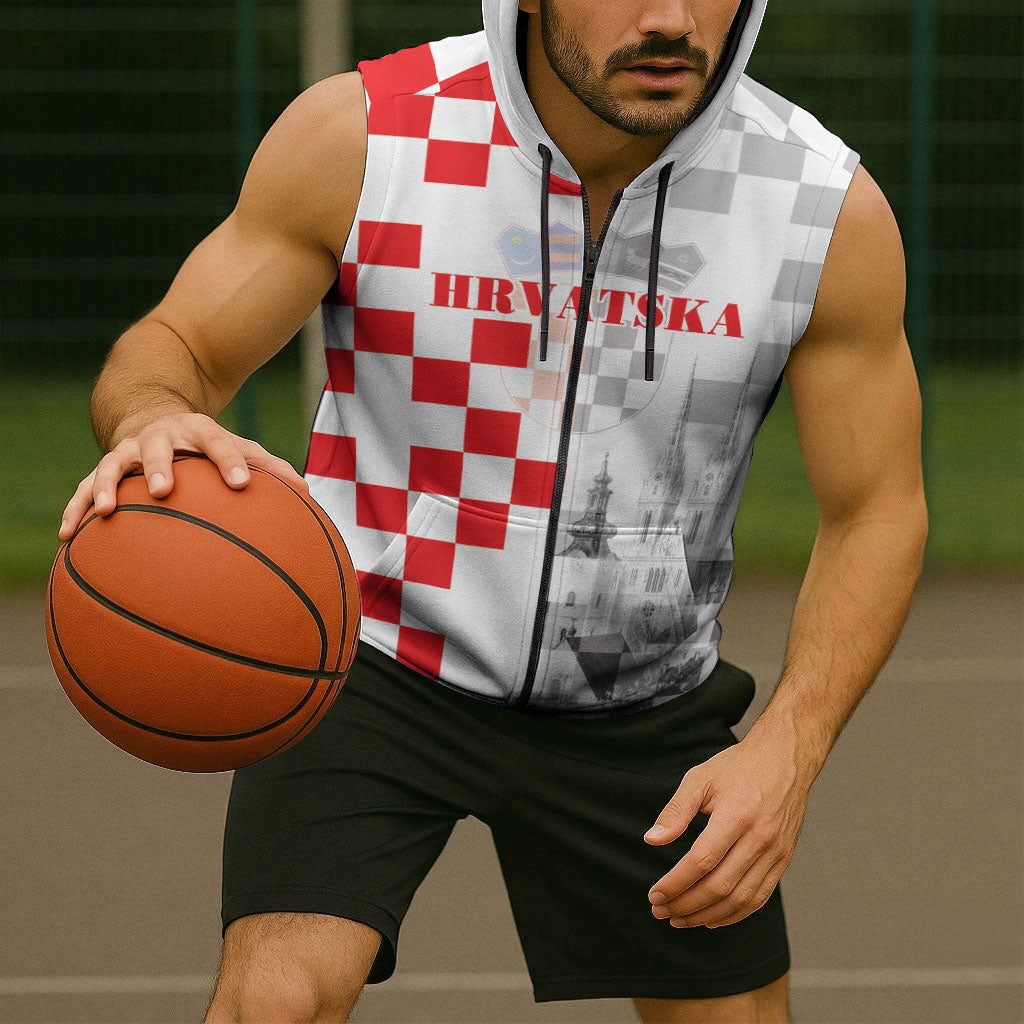 Personalized Croatia Hrvatska Sleeveless Zip Hoodie National Day 2026 White Version