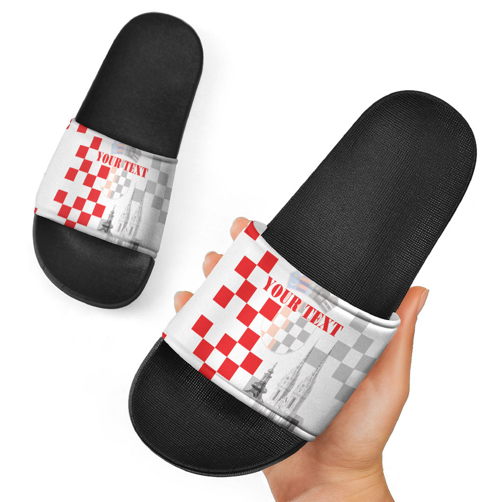 Personalized Croatia Hrvatska Slide Sandals National Day 2026 White Version