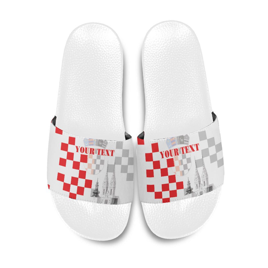 Personalized Croatia Hrvatska Slide Sandals National Day 2026 White Version