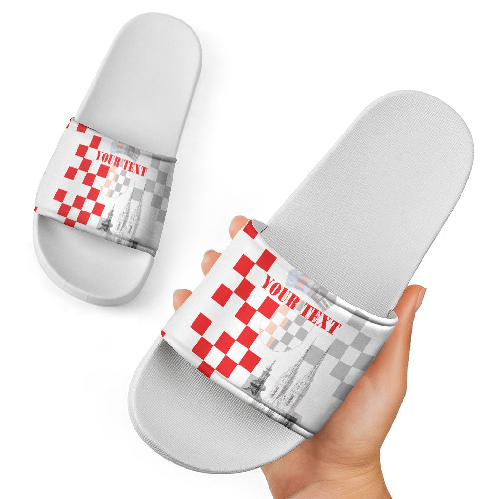 Personalized Croatia Hrvatska Slide Sandals National Day 2026 White Version