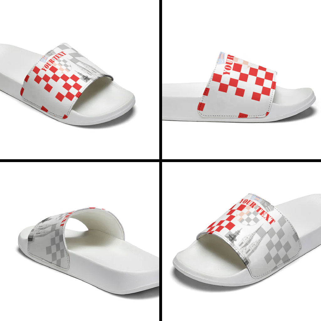 Personalized Croatia Hrvatska Slide Sandals National Day 2026 White Version