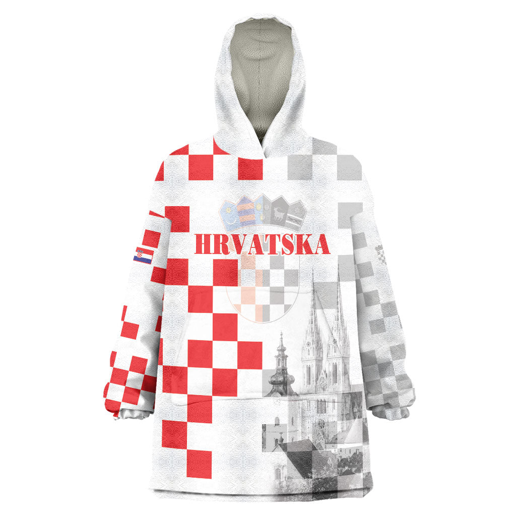 Personalized Croatia Hrvatska Wearable Blanket Hoodie National Day 2026 White Version