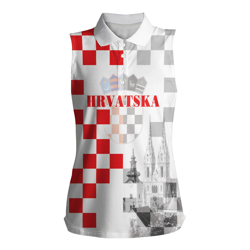 Personalized Croatia Hrvatska Women Sleeveless Polo Shirt National Day 2026 White Version