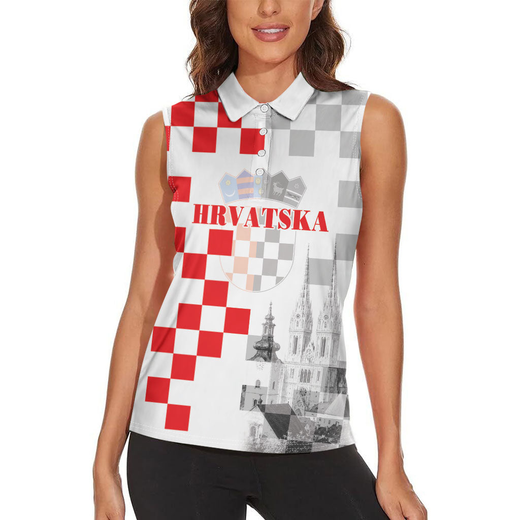 Personalized Croatia Hrvatska Women Sleeveless Polo Shirt National Day 2026 White Version