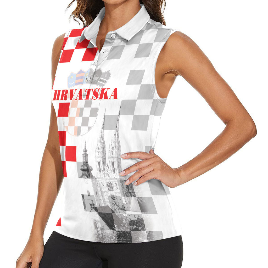 Personalized Croatia Hrvatska Women Sleeveless Polo Shirt National Day 2026 White Version