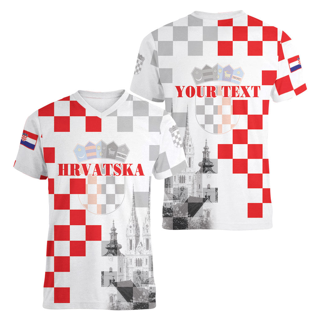 Personalized Croatia Hrvatska Women V-Neck T-Shirt National Day 2026 White Version