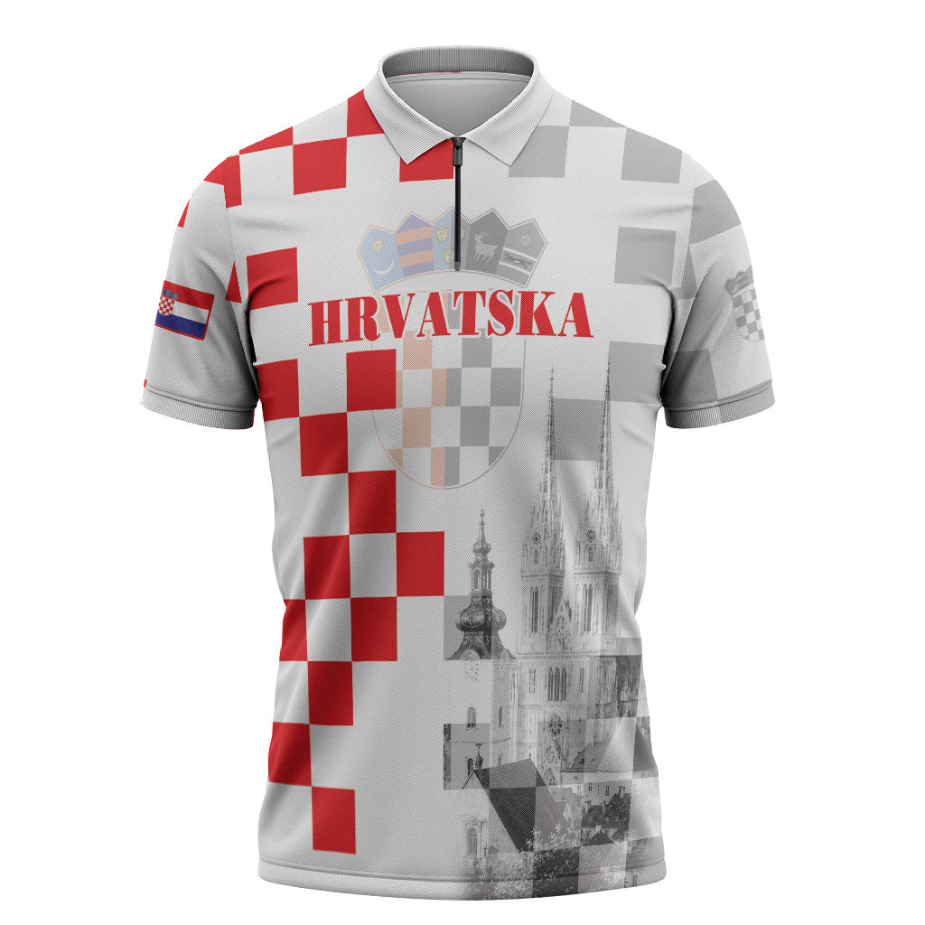 Personalized Croatia Hrvatska Zipper Polo Shirt National Day 2026 White Version