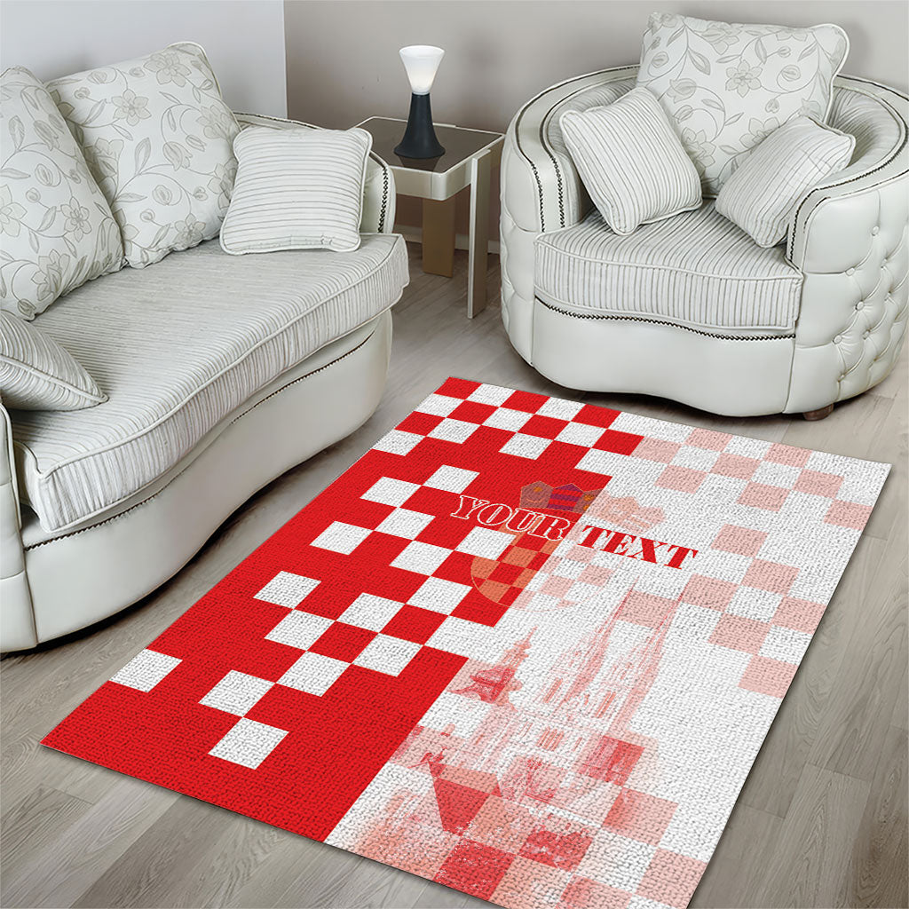 Personalized Croatia Hrvatska Area Rug National Day 2026 Red Version
