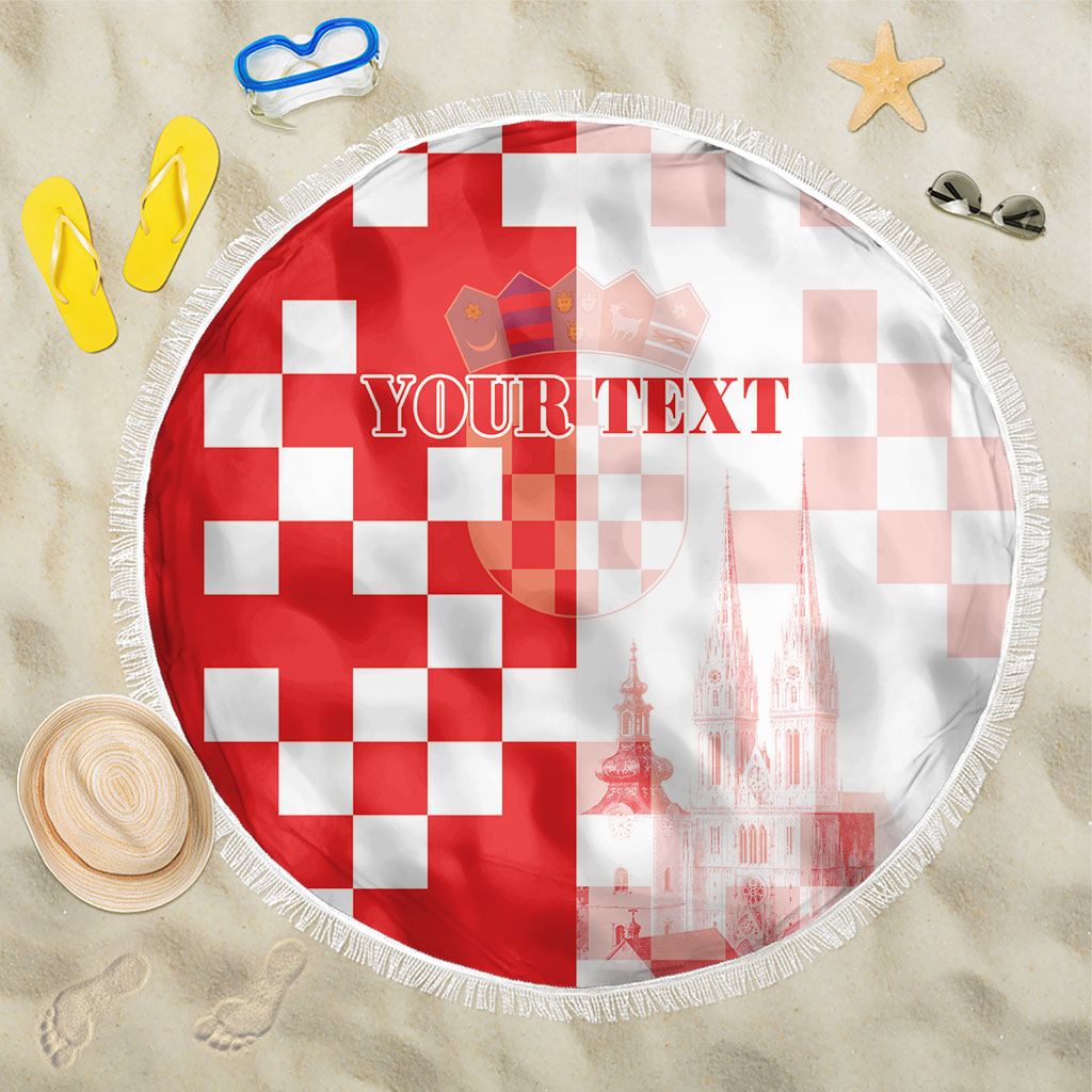 Personalized Croatia Hrvatska Beach Blanket National Day 2026 Red Version