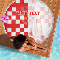 Personalized Croatia Hrvatska Beach Blanket National Day 2026 Red Version