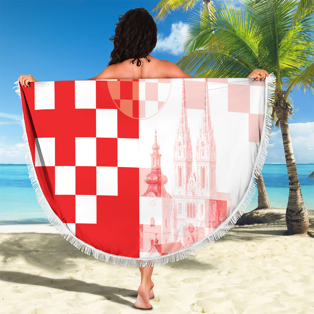 Personalized Croatia Hrvatska Beach Blanket National Day 2026 Red Version