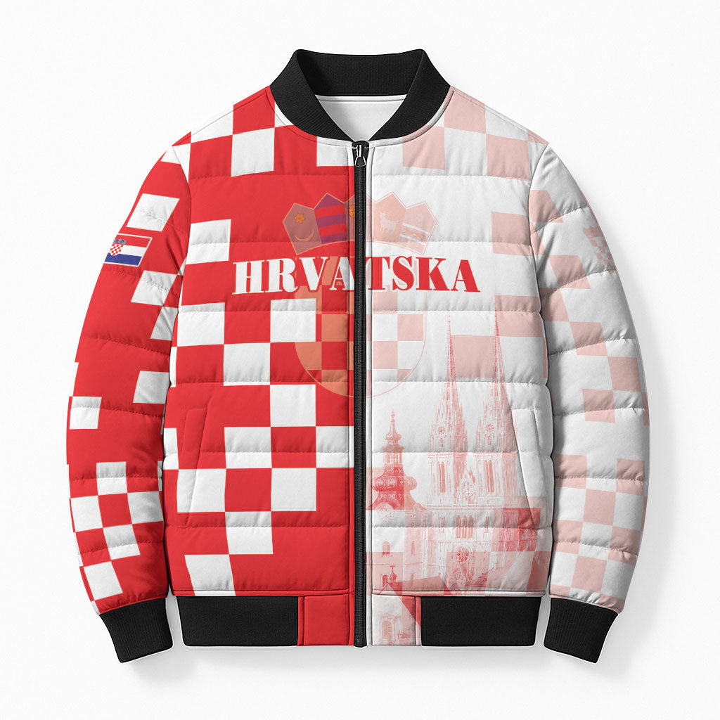 Personalized Croatia Hrvatska Bomber Puffer Jacket National Day 2026 Red Version