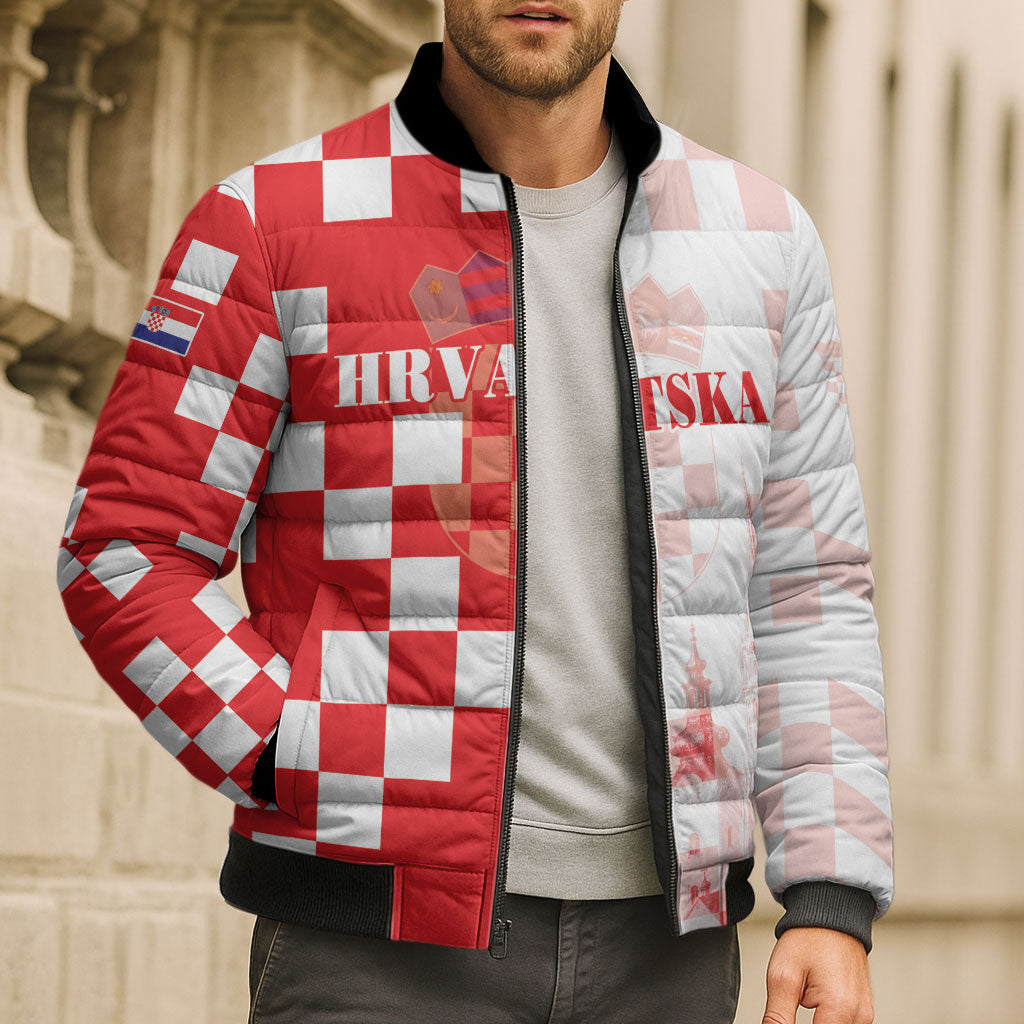 Personalized Croatia Hrvatska Bomber Puffer Jacket National Day 2026 Red Version