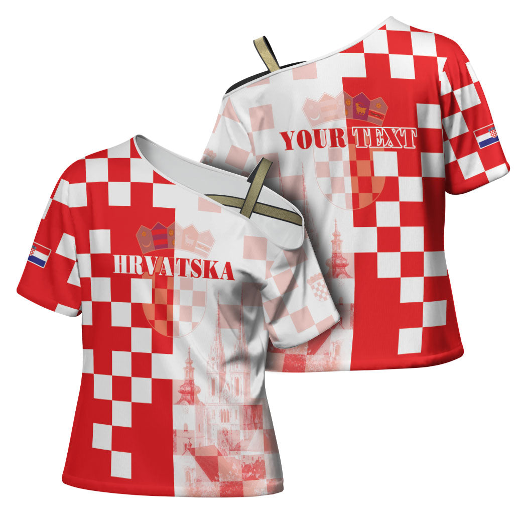 Personalized Croatia Hrvatska Cross Shoulder Shirt National Day 2026 Red Version