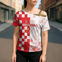 Personalized Croatia Hrvatska Cross Shoulder Shirt National Day 2026 Red Version