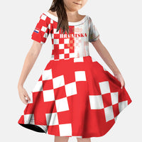 Personalized Croatia Hrvatska Kid Short Sleeve Dress National Day 2026 Red Version