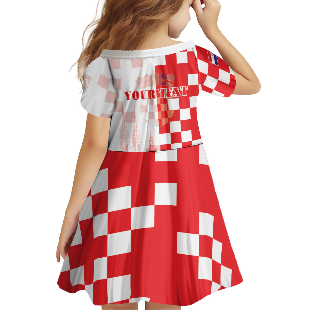 Personalized Croatia Hrvatska Kid Short Sleeve Dress National Day 2026 Red Version