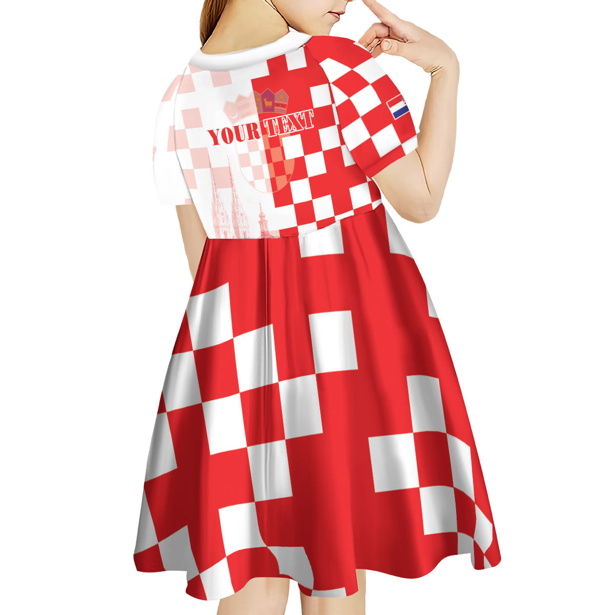 Personalized Croatia Hrvatska Kid Short Sleeve Dress National Day 2026 Red Version