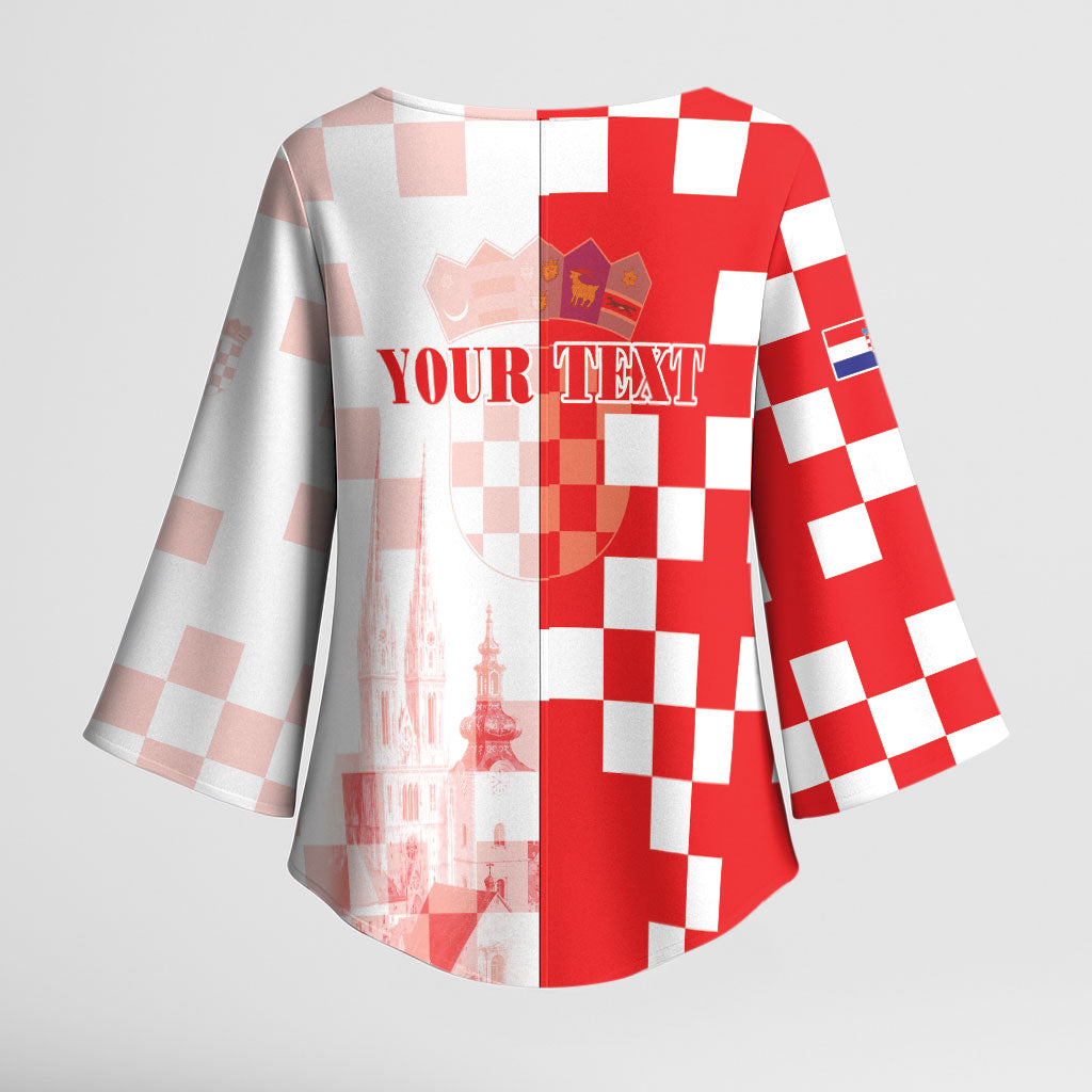 Personalized Croatia Hrvatska Kimono Sleeve Blouse National Day 2026 Red Version
