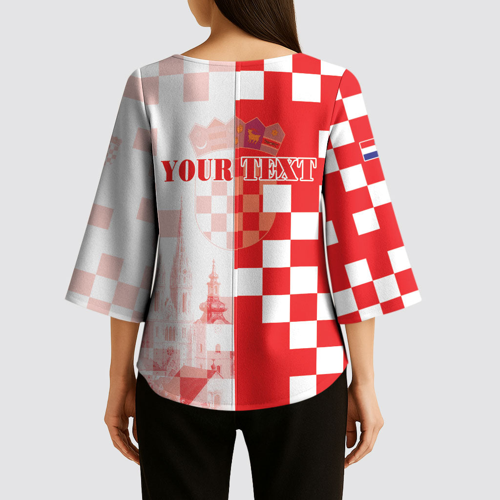 Personalized Croatia Hrvatska Kimono Sleeve Blouse National Day 2026 Red Version