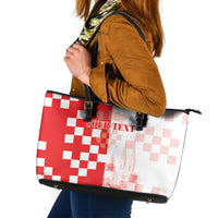 Personalized Croatia Hrvatska Leather Tote Bag National Day 2026 Red Version