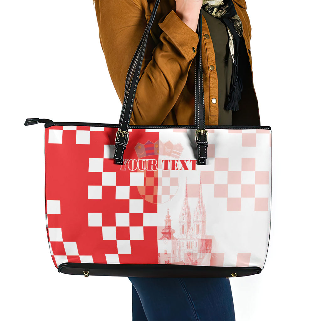 Personalized Croatia Hrvatska Leather Tote Bag National Day 2026 Red Version