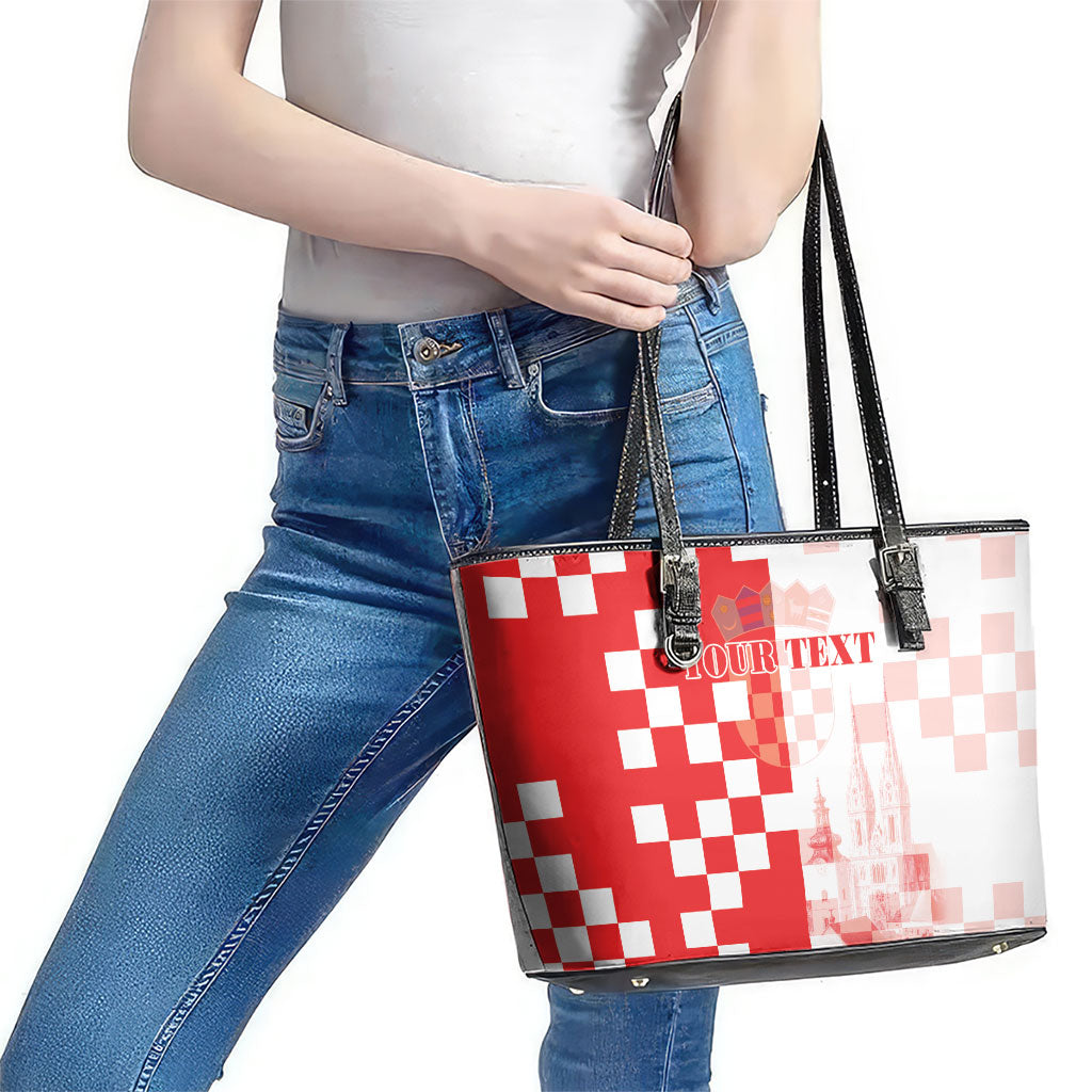 Personalized Croatia Hrvatska Leather Tote Bag National Day 2026 Red Version