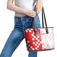 Personalized Croatia Hrvatska Leather Tote Bag National Day 2026 Red Version