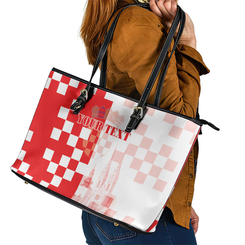 Personalized Croatia Hrvatska Leather Tote Bag National Day 2026 Red Version