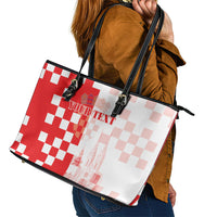 Personalized Croatia Hrvatska Leather Tote Bag National Day 2026 Red Version