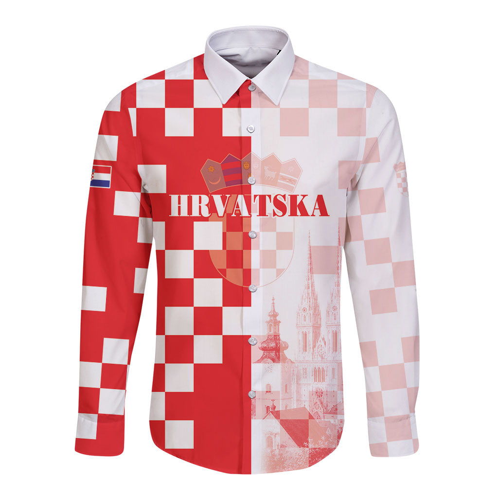 Personalized Croatia Hrvatska Long Sleeve Button Shirt National Day 2026 Red Version