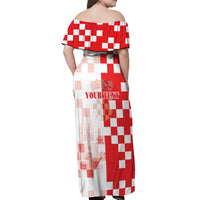 Personalized Croatia Hrvatska Off Shoulder Maxi Dress National Day 2026 Red Version