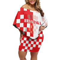 Personalized Croatia Hrvatska Off Shoulder Short Dress National Day 2026 Red Version