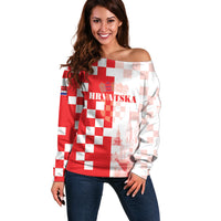 Personalized Croatia Hrvatska Off Shoulder Sweater National Day 2026 Red Version