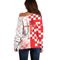 Personalized Croatia Hrvatska Off Shoulder Sweater National Day 2026 Red Version