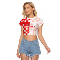 Personalized Croatia Hrvatska Raglan Cropped T Shirt National Day 2026 Red Version