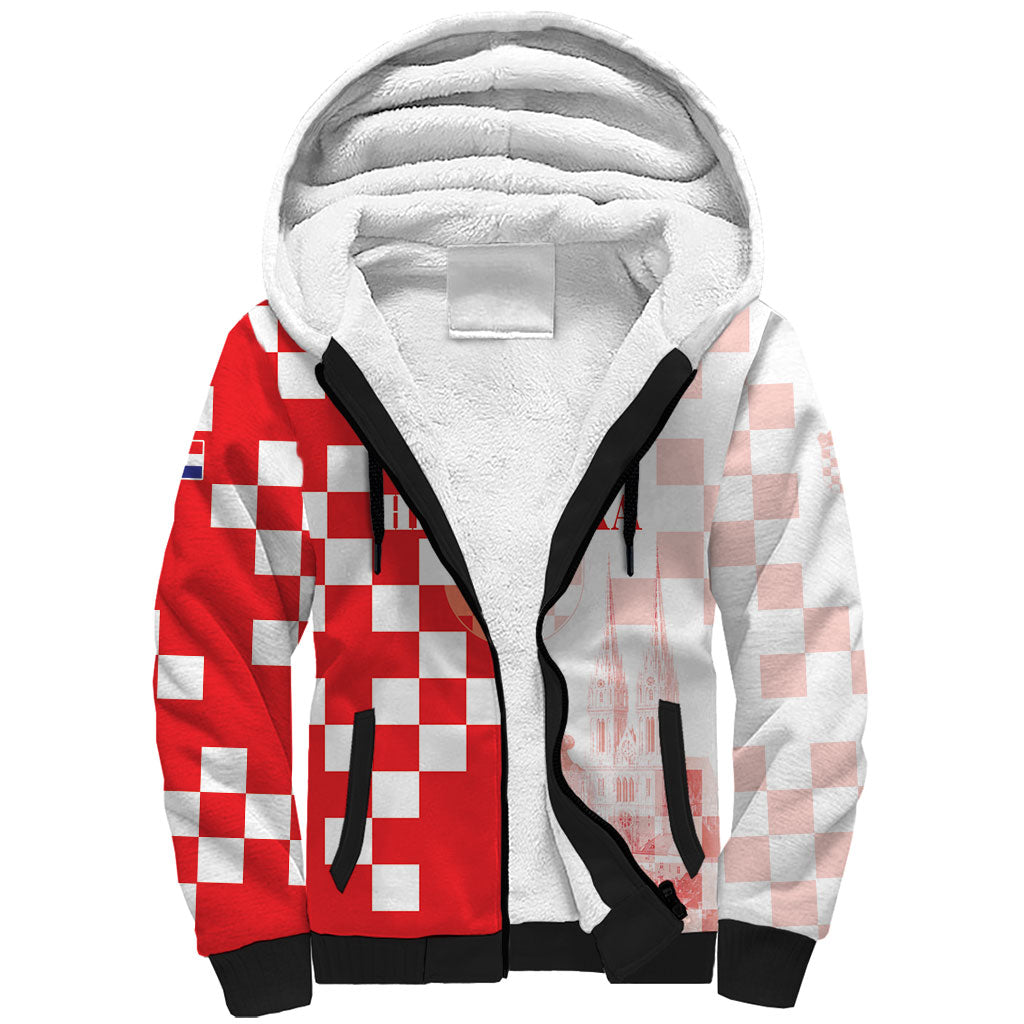 Personalized Croatia Hrvatska Sherpa Hoodie National Day 2026 Red Version