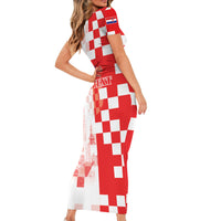 Personalized Croatia Hrvatska Short Sleeve Bodycon Dress National Day 2026 Red Version
