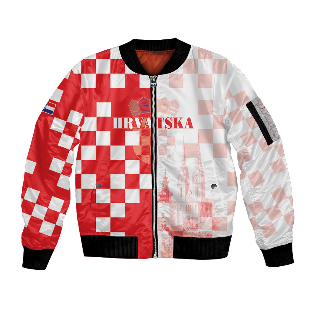 Personalized Croatia Hrvatska Sleeve Zip Bomber Jacket National Day 2026 Red Version
